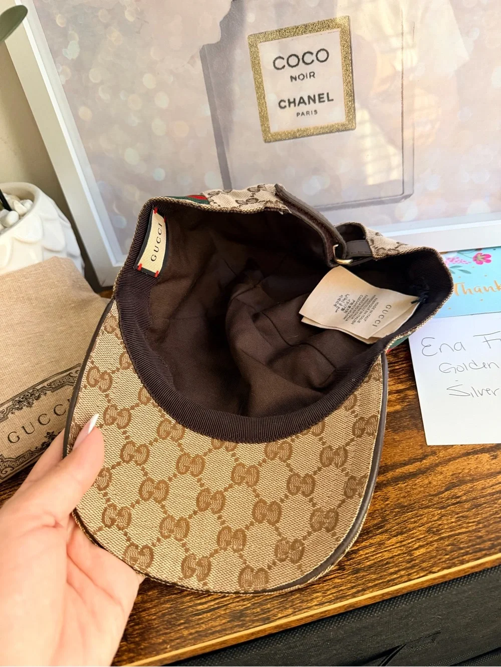 Gucci GG Monogram Canvas Cap with Green-Red Web